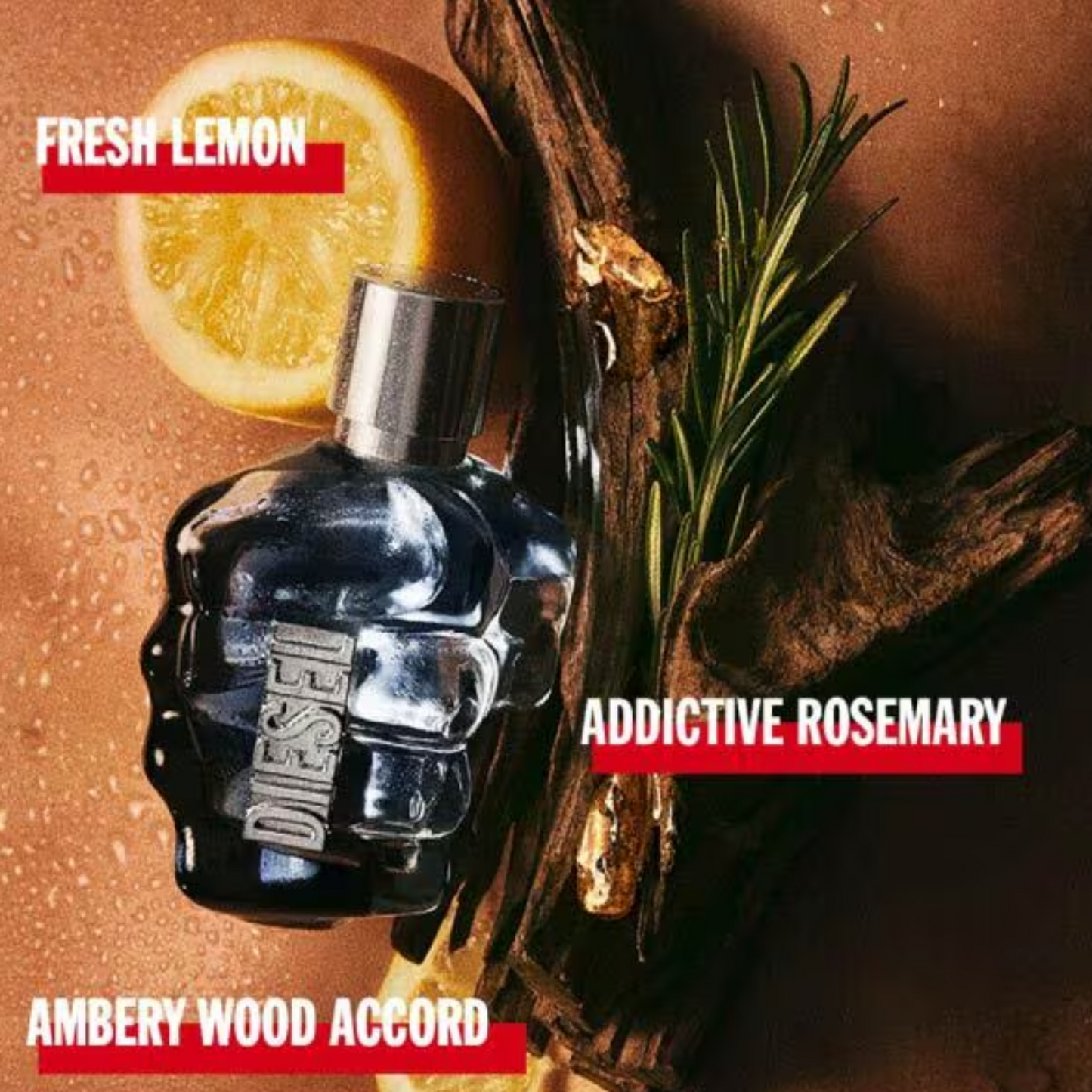 Diesel Only The Brave Eau de Toilette Fresh Lemon, Addictive Rosemary, Ambery Wood Accord