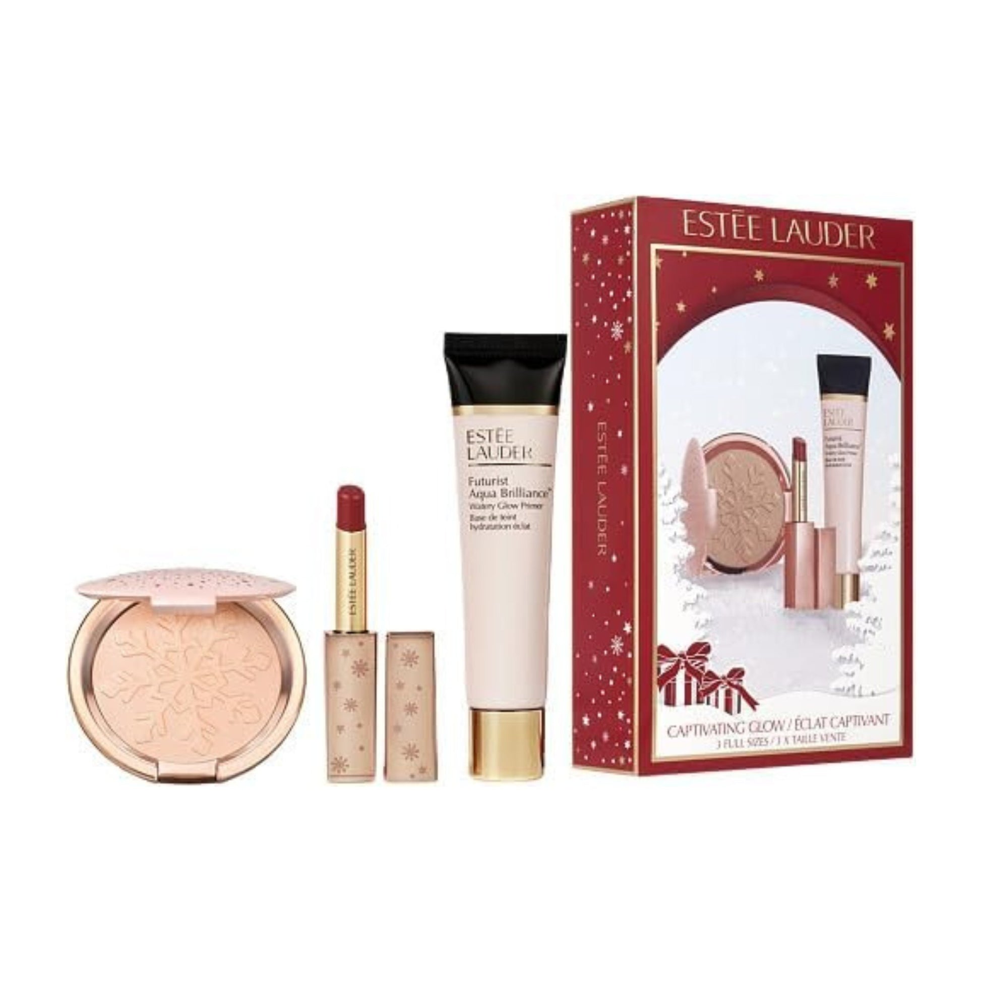 Estée Lauder Captivating Glow Makeup Set with Full Size Primer, Highlighter and Lipstick (Collection worth £97.00)