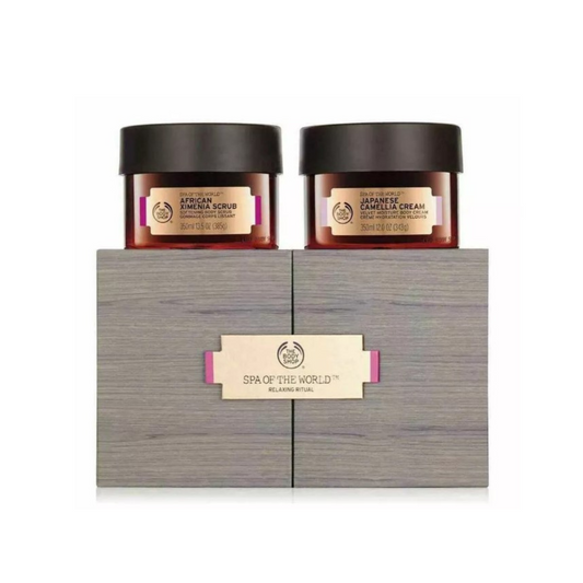 The Body Shop Spa Of The World Relaxing Ritual Premium Collection Gift Set African Ximenia Scrub & Japanese Camellia Cream