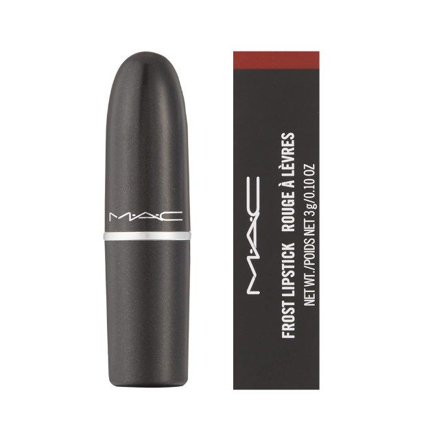 Mac lipstick outside its box on white background. Shade Fresh 
Moroccan