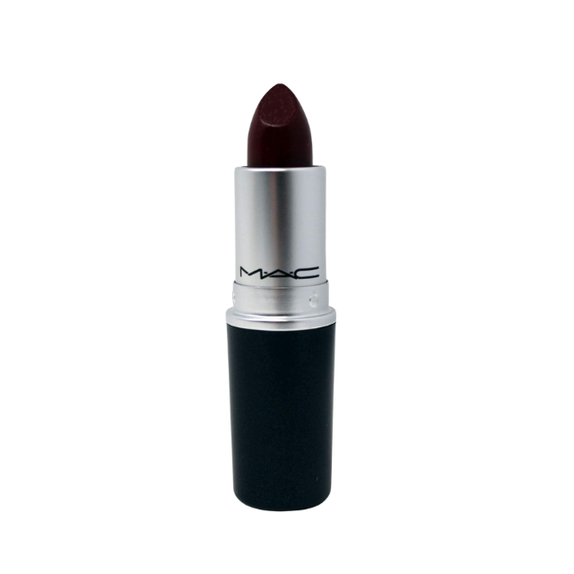 MAC lipstick with silver cap on a white background