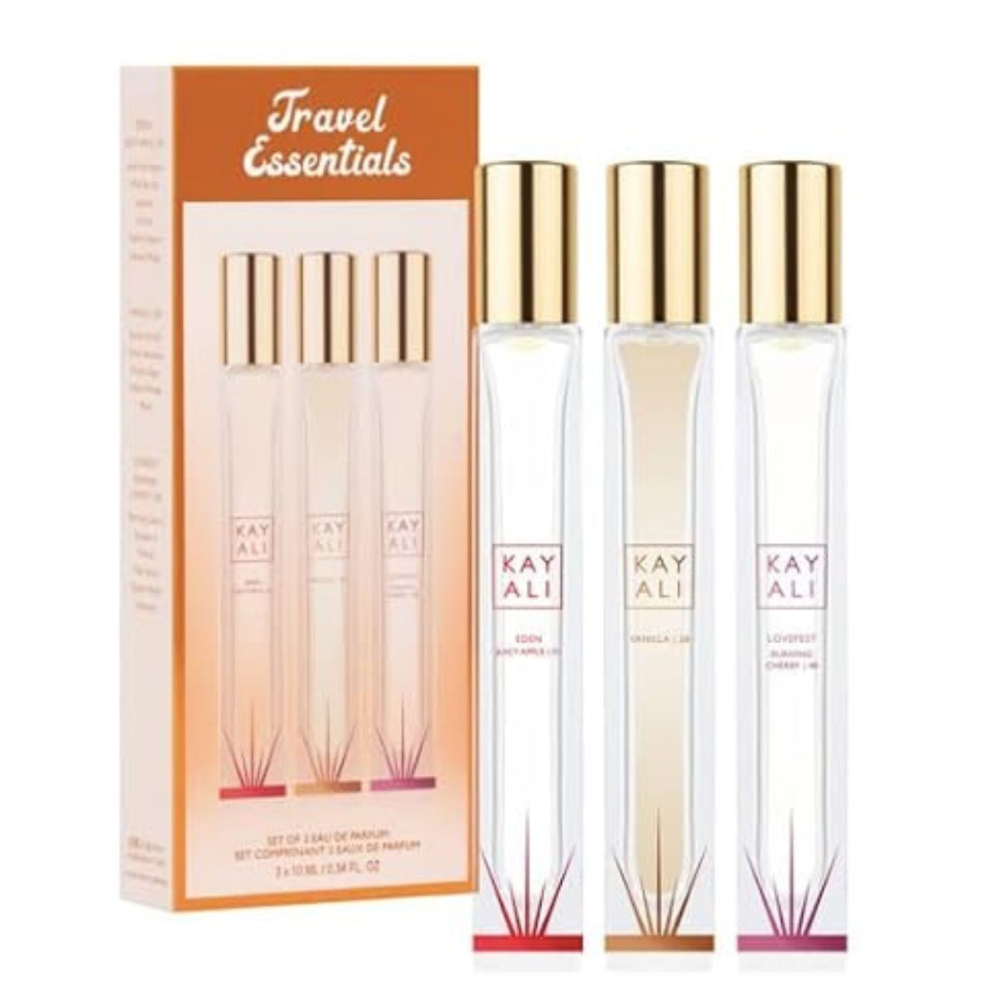 KAYALI Travel Eau de Parfum Set , Eden Juicy Apple, Vanilla, Lovefest Burning Cherry