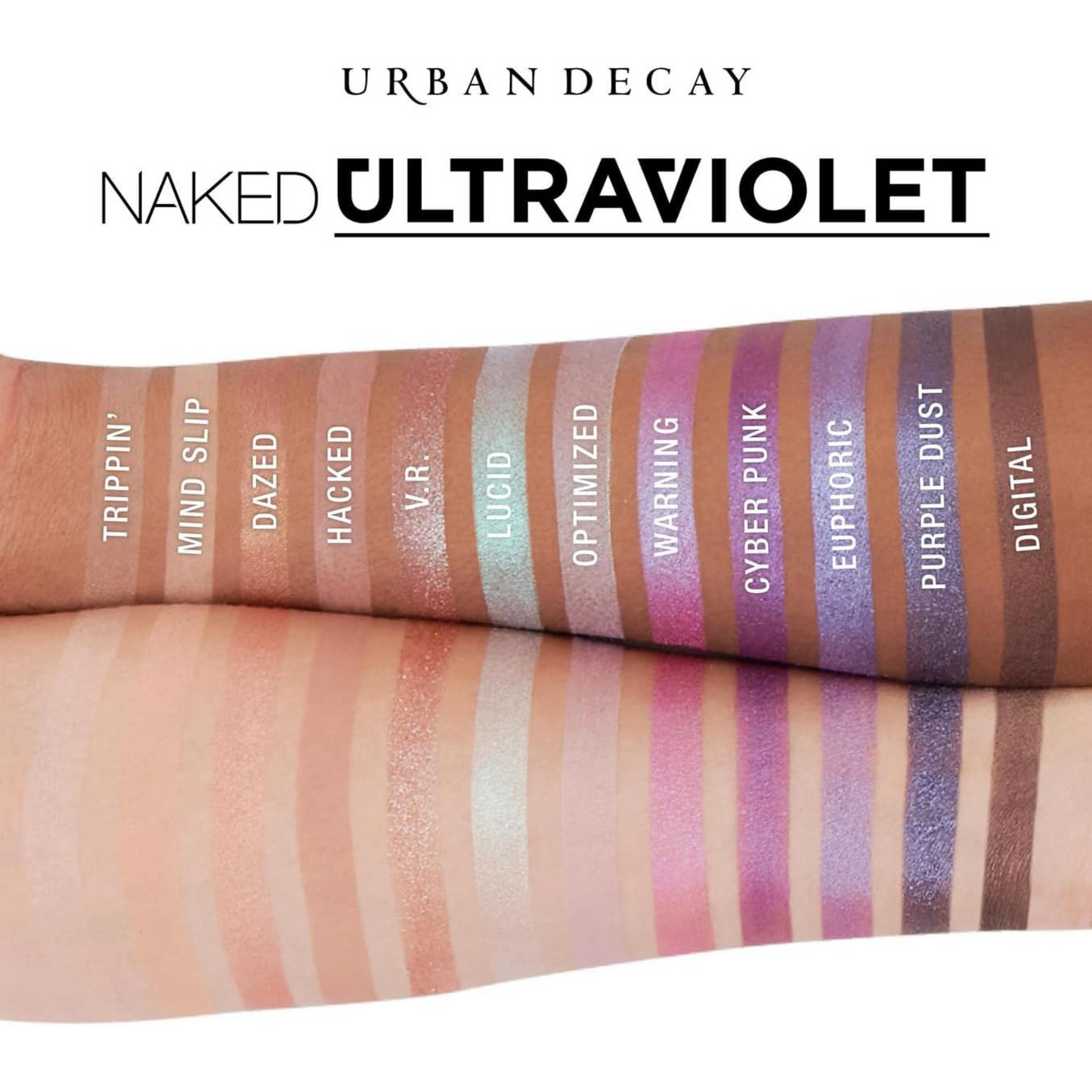 Urban Decay Naked Ultraviolet Purple Shade Swatches on Women Hand